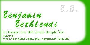 benjamin bethlendi business card